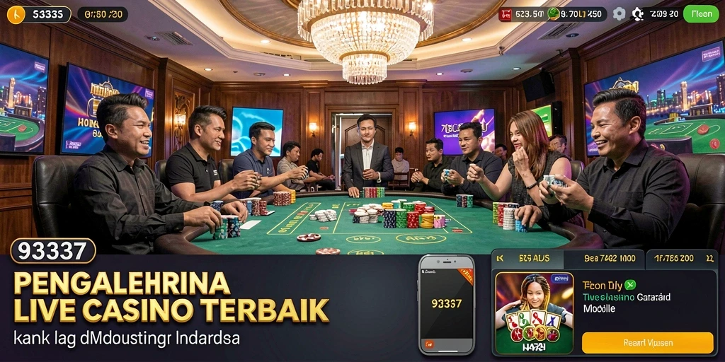 Screenshot gameplay Live Casino yang menampilkan dealer dan permainan yang seru.