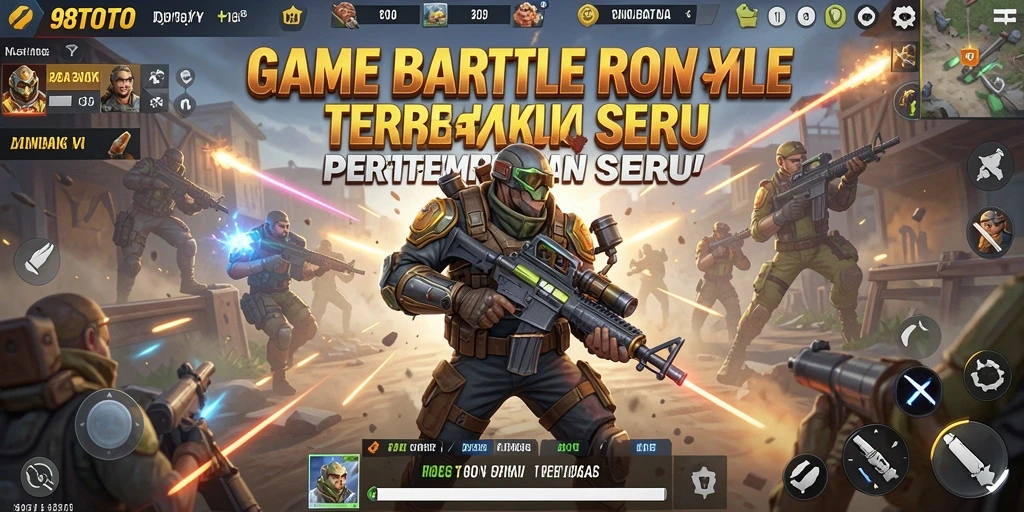 Screenshot 98TOTO menampilkan pertempuran seru di peta yang luas.