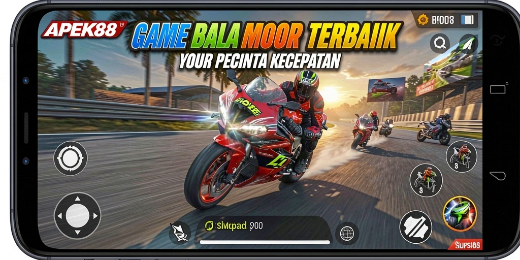 Gameplay APEK88 yang menegangkan dan seru saat balapan motor.
