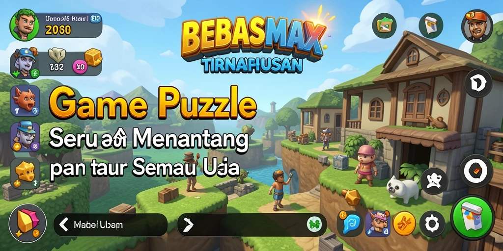 Screenshot gameplay BEBASMAX menampilkan tantangan Puzzle yang menguji kemampuan berpikir.