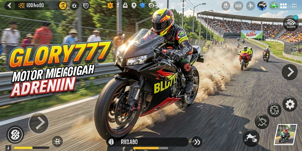 Tampilan gameplay seru dari GLORY777 dengan kecepatan tinggi.