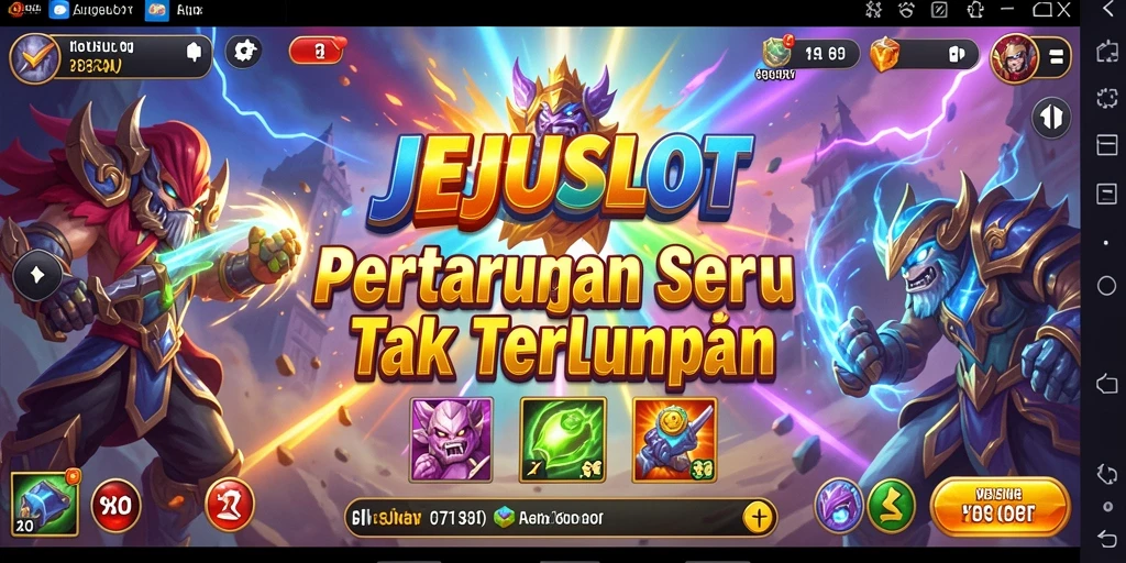 Tangkapan layar menunjukkan pertarungan epik dalam JEJUSLOT.