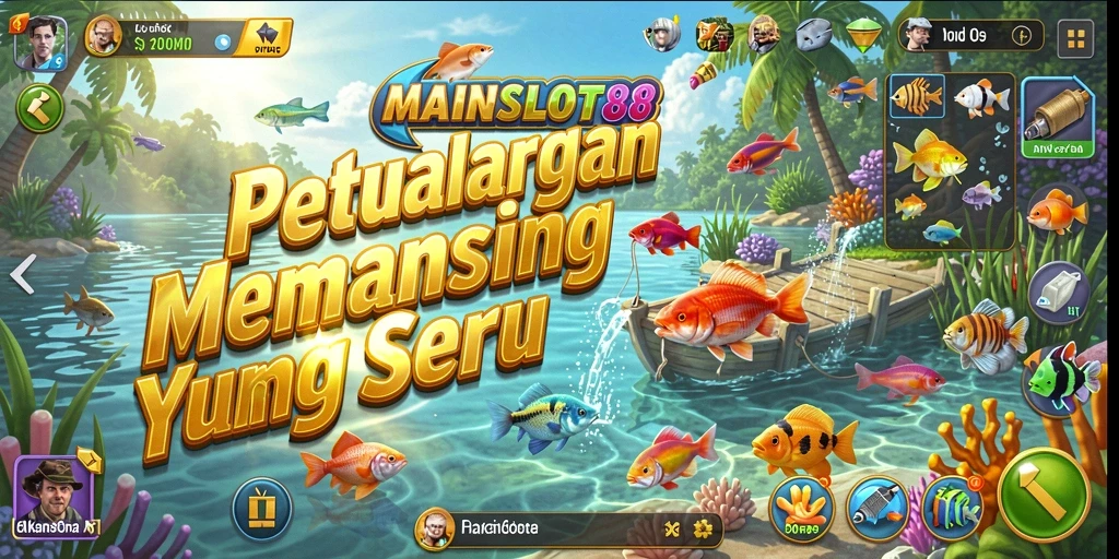 Screenshot gameplay MAINSLOT88 dengan aksi memancing yang mendebarkan.