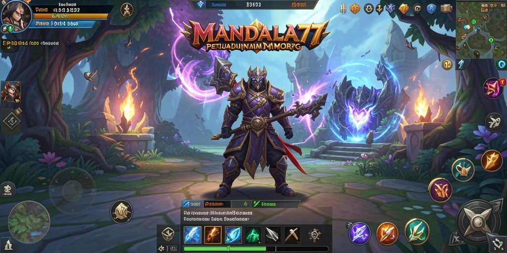 Screenshot utama MANDALA77 menunjukkan aksi seru dalam permainan MMORPG.