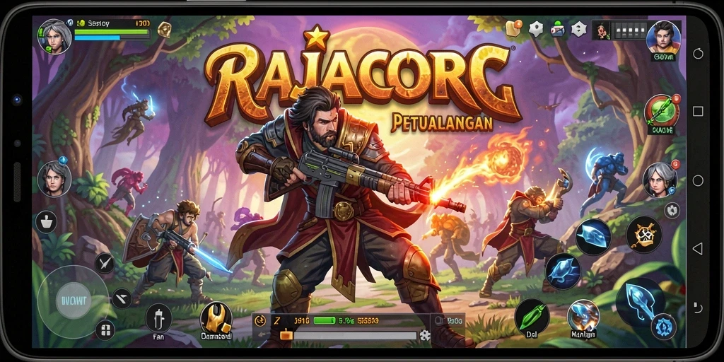 Gambaran menarik dari gameplay seru RAJACORC yang menampilkan aksi yang mendebarkan.